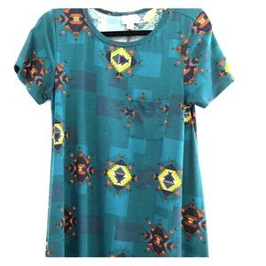 Aztec print teal LuLaRoe Carly swing dress